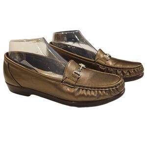 SAS Metro Bronze Leather Slip On Loafer Shoes Briddle Hardware 7.5 Medium